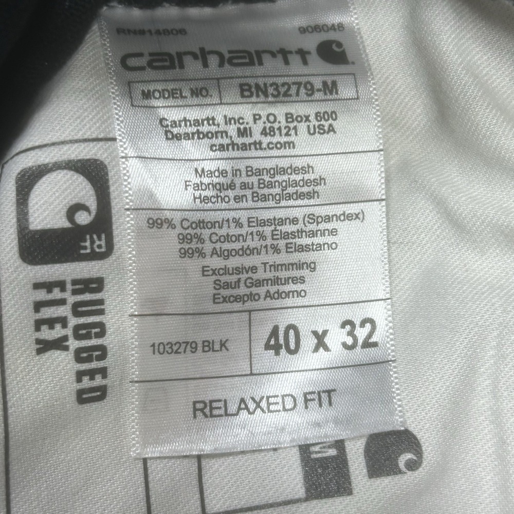Carhartt Pants Mens 40x32 Black Work Carpenter Rugged Flex Relaxed 103279 BLK - Picture 6 of 16